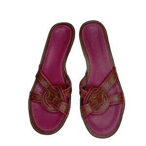 Indigo By Clarks Sandals Size 7.5 Womens Leather Upper Wedge  Pink/Brown